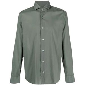 Fedeli - Overhemd - Donkergroen - Katoen - Franse Kraag - Regular Fit