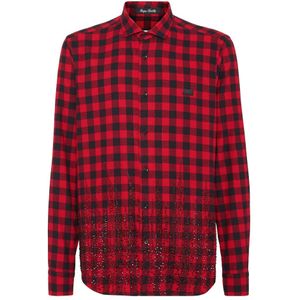 Philipp Plein, Heren, Overhemden, Rood, Maat: S Lame,