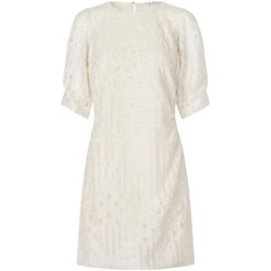 Second Female - Neta Mini - Jurk - Beige - Gemaakt van Viscose, Polyamide en Linnen