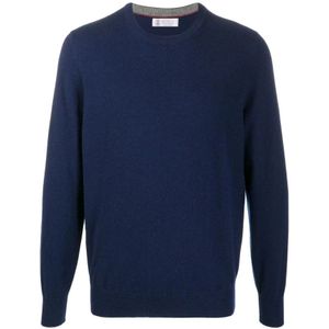Brunello Cucinelli, Heren, Truien, Blauw, Maat: L Kasjmier,