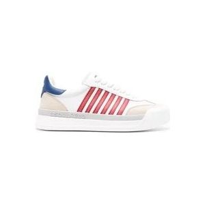 Dsquared2 New Jersey Sneakers Wit Rood Blauw , Multicolor , Heren , Maat: 45 EU