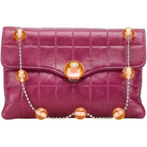 Chanel Vintage, Dames, Pre-owned, Paars, Maat: ONE Size Leer,