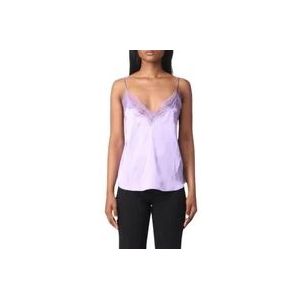 Pinko Lila Roze Satijnen Zijden Top , Purple , Dames , Maat: XS