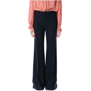 Chloé Wijde Eclipse Blue Wollen Broek , Blue , Dames , Maat: XS