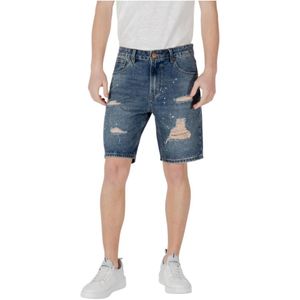 Gianni Lupo, Heren, Korte broeken, Blauw, Maat: 2XS Katoen,