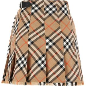 Burberry, Dames, Rokken, Beige, Maat: XS Wol,