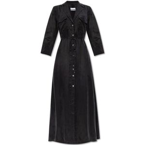 Ganni, Dames, Jurken, Zwart, Maat: XS Leer,