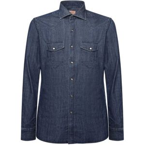 Borriello Napoli, Heren, Overhemden, Blauw, Maat: XL Denim,