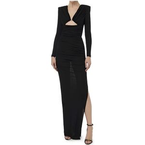 Elisabetta Franchi, Dames, Jurken, Zwart, Maat: S Jersey,