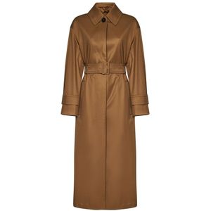 Max Mara, Dames, Mantels, Bruin, Maat: S Wol,