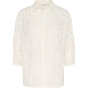 Kaffe - Overhemdblouse - Blauw - Katoen - 3/4 Mouwen