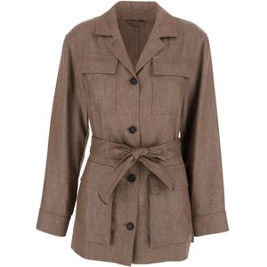 Brunello Cucinelli, Dames, Jassen, Bruin, Maat: S Linnen,