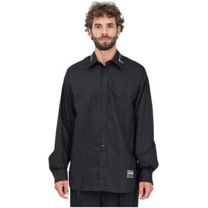 Versace Jeans Couture, Heren, Overhemden, Zwart, Maat: M Katoen,