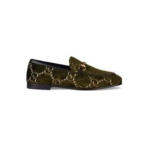 Gucci Velvet Loafers met GG Logo , Brown , Dames , Maat: 34 1/2 EU