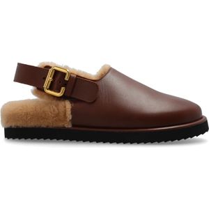 Chloé Leren Slides , Brown , Dames , Maat: 40 EU