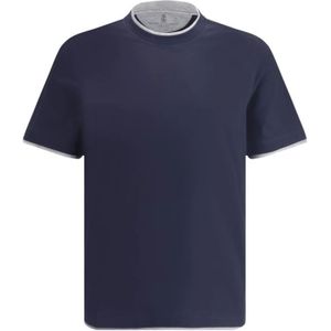 Brunello Cucinelli, Heren, Tops, Blauw, Maat: L Katoen,