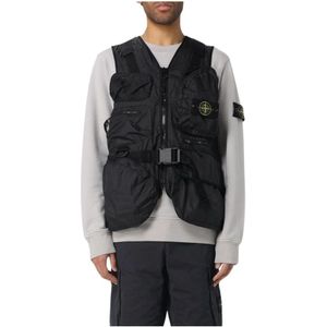 Stone Island, Heren, Jassen, Zwart, Maat: M Katoen,