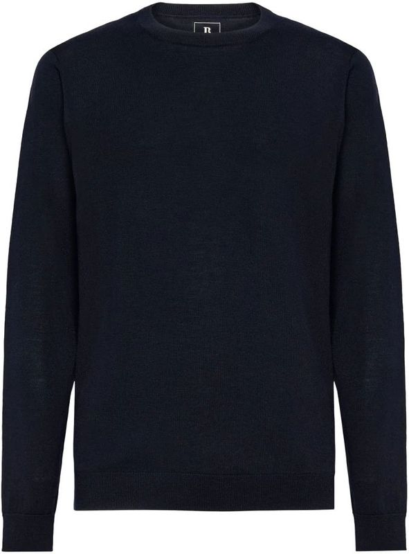 Boggi Milano - Vesten - Blauw - Trui met Ronde Hals - Superfijne Merinowol