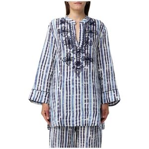 Maliparmi, Dames, Blouses & Shirts, Veelkleurig, Maat: S Linnen,