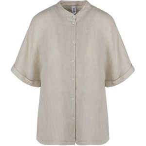 BomBoogie, Dames, Blouses & Shirts, Beige, Maat: M Linnen,