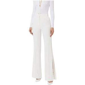 Elisabetta Franchi, Dames, Broeken, Wit, Maat: XL Leer,