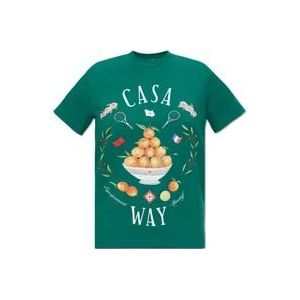 Casablanca Bedrukt T-shirt , Green , Dames , Maat: XS