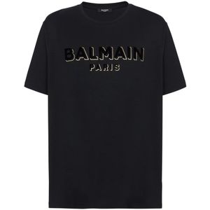 Balmain Metaic focket Bamain T-shirt , Black , Heren , Maat: 2XL