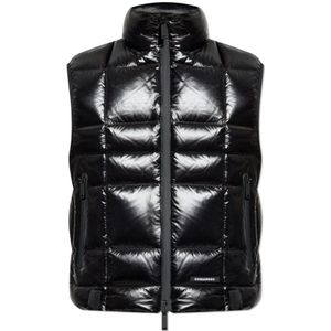 Dsquared2, Heren, Jassen, Zwart, Maat: M Leer,