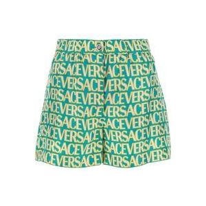Versace Bedrukte satijnen Allover shorts , Multicolor , Dames , Maat: XS