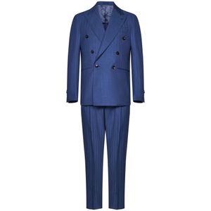 Franzese Collection, Heren, Pakken, Blauw, Maat: L Wol,