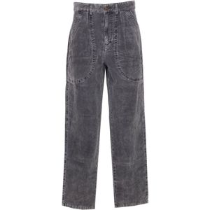 Marant Étoile - Geribbelde Fluwelen Broek - Grijs - Dames - 100% Katoen