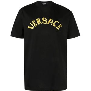 Versace, Heren, Tops, Zwart, Maat: S Katoen,