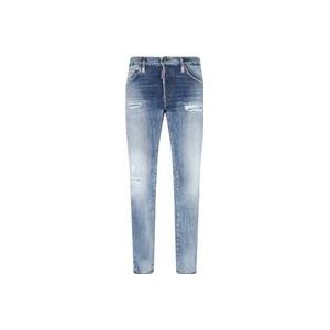 Dsquared2 Skinny Denim Jeans met Logo Detail , Blue , Heren , Maat: XS