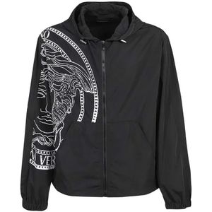 Versace Medusa Bedrukte Windbreaker Jas , Black , Heren , Maat: S