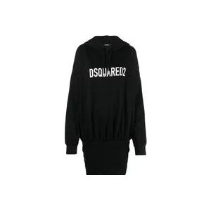 Dsquared2 Zwarte Dames Hoodie met Logo Print , Black , Dames , Maat: M