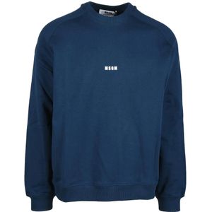 Msgm, Heren, Sweatshirts & Hoodies, Blauw, Maat: L Katoen,