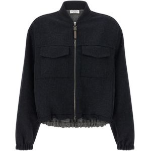 Brunello Cucinelli, Dames, Jassen, Blauw, Maat: 3XS Wol,