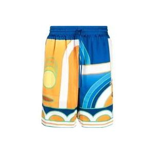 Casablanca Landschap Print Zijden Shorts , Blue , Heren , Maat: L