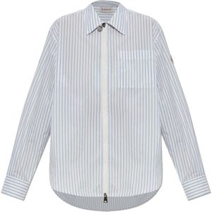 Moncler, Dames, Blouses & Shirts, Blauw, Maat: S Polyamide,