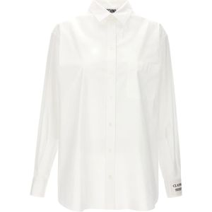 Moschino, Dames, Blouses & Shirts, Wit, Maat: L Katoen,