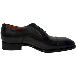 Santoni Handgemaakte Leren Oxford Schoenen , Black , Heren , Maat: 40 EU