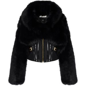 Elisabetta Franchi, Dames, Jassen, Zwart, Maat: M Satijn,