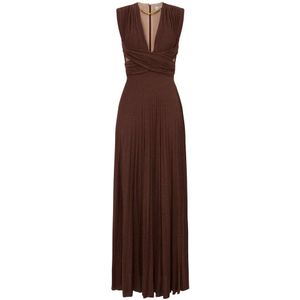 Elisabetta Franchi, Dames, Jurken, Bruin, Maat: M Jersey,