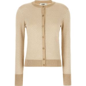 Fendi, Dames, Truien, Beige, Maat: M