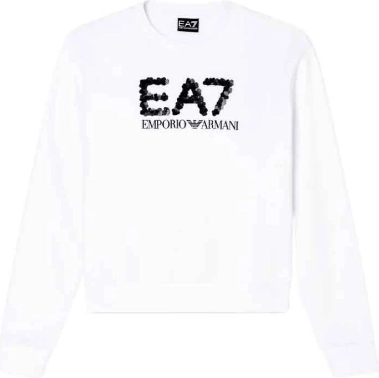 Emporio Armani EA7 - Sweatshirt - Wit - Katoenmix - Ronde Hals