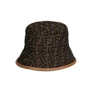 Fendi Jacquard Bucket Hat , Brown , Heren , Maat: M