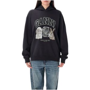 Ganni, Dames, Sweatshirts & Hoodies, Grijs, Maat: S/M Katoen,