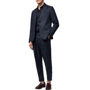 Gianni Lupo, Heren, Pakken, Blauw, Maat: S Linnen,