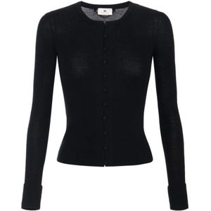 Elisabetta Franchi, Dames, Truien, Zwart, Maat: XS Wol,