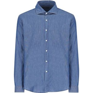 Fay, Heren, Overhemden, Blauw, Maat: M Denim,